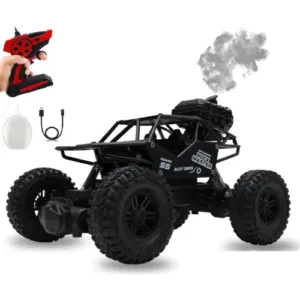 Crawler-X 1:18 Scale Alloy RC Off-Road Rock Crawler Car with 3D Smoke Spray, Rechargeable Battery & Remote Control Monster Truck for Kids