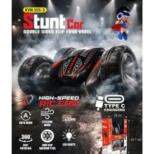 Double Sided Mini RC Stunt Car with 360° Flips & Rotating Action | High-Speed Remote Control Car with LED Lights & Auto Demo Mode for Kids