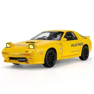 1:24 Mazda RX7 Diecast Metal Toy Car with Pop-Up Headlights, Sound, Light & Pullback Action | Openable Doors Alloy Model Car, Gift for Kids & Collectors (Assorted Color)